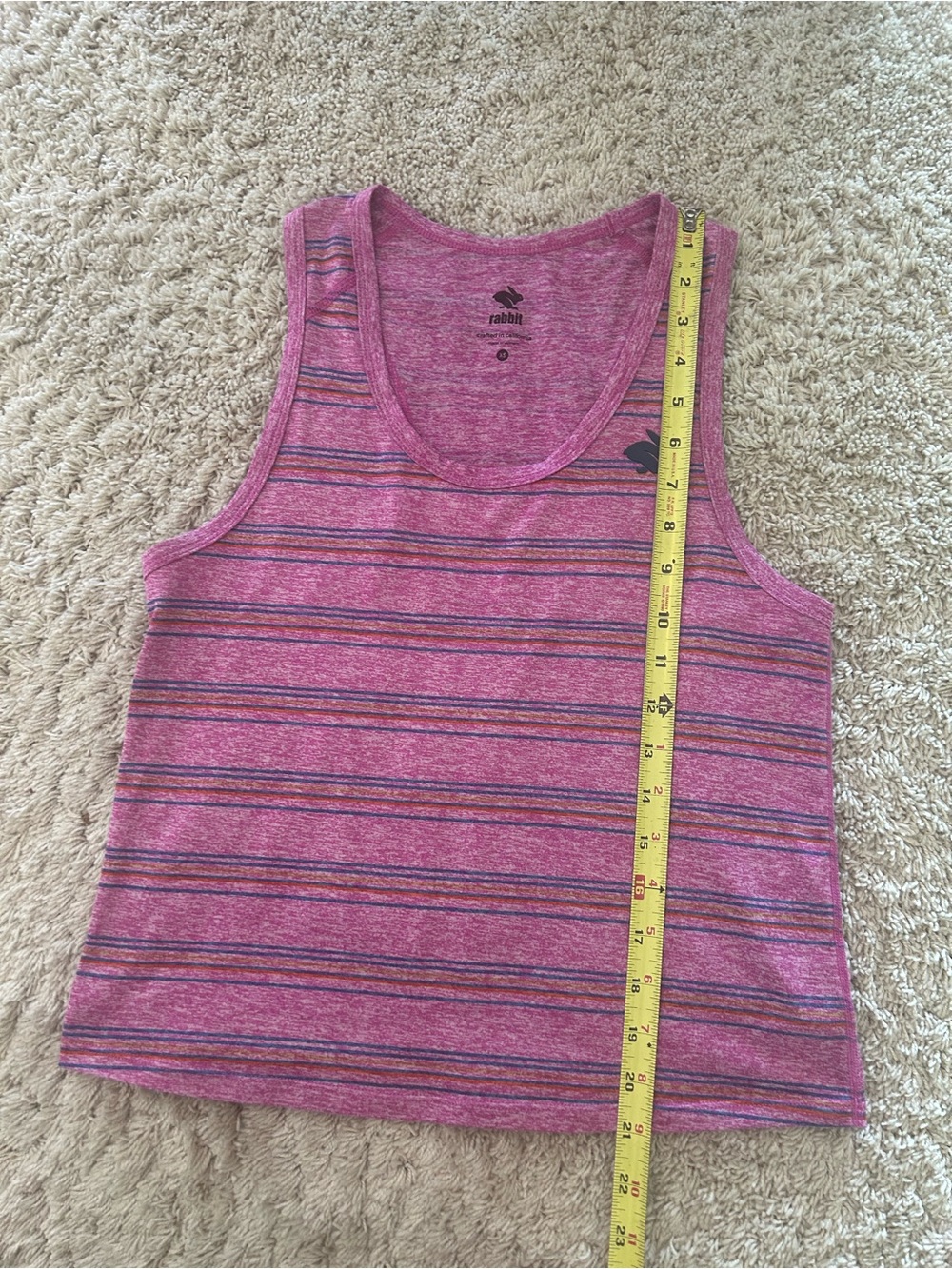 Rabbit EZ Cropped Tank, Pink Striped XS - Picture 7 of 8